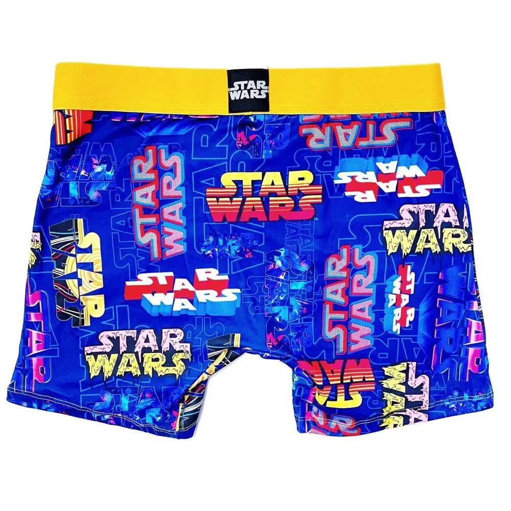 Star Wars Crazy Boxer Briefs Mens Medium Underwear Disney Blue Yellow Logo Gift